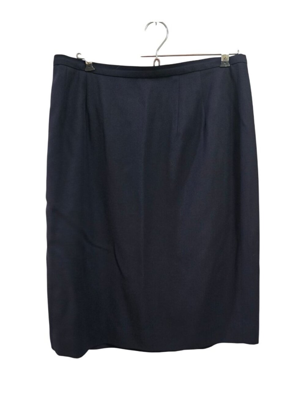Saks Fifth Avenue The Works Navy Wool Blend Lined Pencil Skirt Size 14